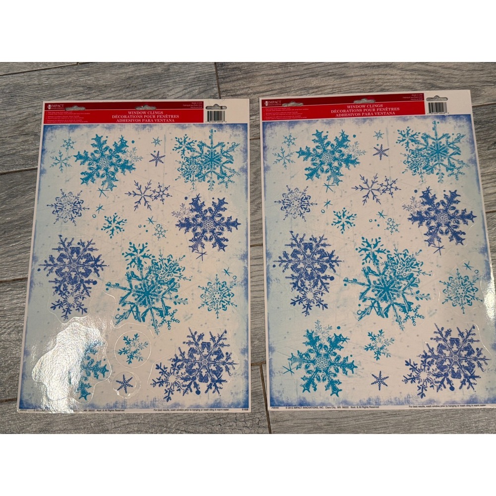 Christmas Window Clings Snowflakes 2‎ Sheets Snow Winter USA Y2K Vintage 90s NWT